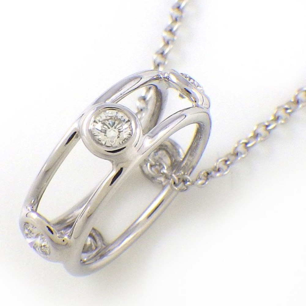Tiffany Double Wire Circle Hoop Diamond Necklace White Gold